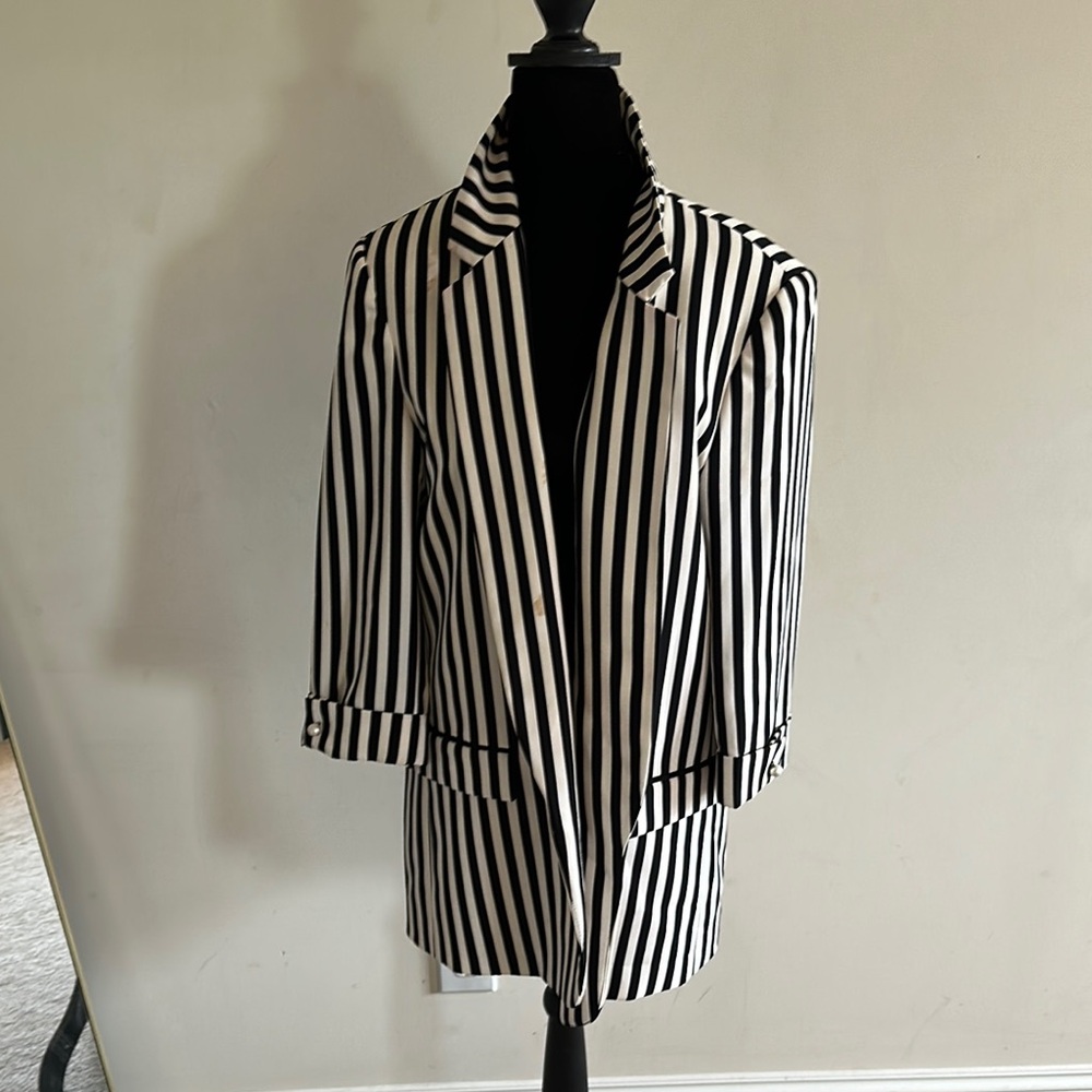Black and White Striped Women's Jacket